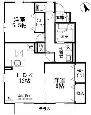 グランモア那賀川 B棟の物件間取画像